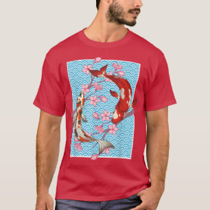 Japanese Cherry Blossom Carp Fish Lover Sakura Koi T-Shirt