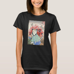 Japanese Cherry Blossom Cute Ancient Japanese Cat T-Shirt