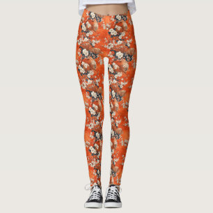 Japanese Cherry Blossom Fan Pattern (1) Leggings