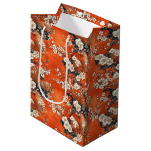 Japanese Cherry Blossom Fan Pattern (1) Medium Gift Bag