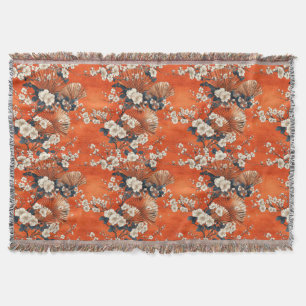Japanese Cherry Blossom Fan Pattern (1) Throw Blanket