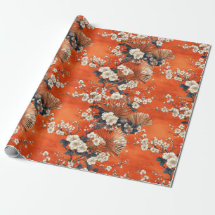 Japanese Cherry Blossom Fan Pattern (1) Wrapping Paper