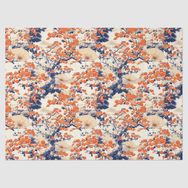 Japanese Cherry Blossom Fan Pattern (2) Tissue Paper (Front)
