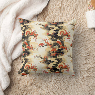 Japanese Cherry Blossom Fan Pattern (3) Cushion