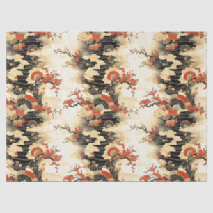 Japanese Cherry Blossom Fan Pattern (3) Tissue Paper