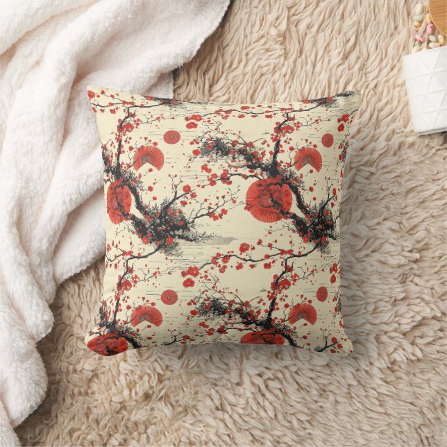 Japanese Cherry Blossom Fan Pattern (4) Cushion (Blanket)