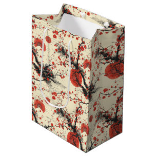 Japanese Cherry Blossom Fan Pattern (4) Medium Gift Bag