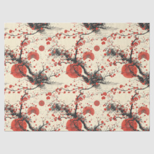 Japanese Cherry Blossom Fan Pattern (4) Tissue Paper