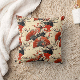 Japanese Cherry Blossom Fan Pattern (5) Cushion