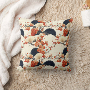 Japanese Cherry Blossom Fan Pattern (6) Cushion