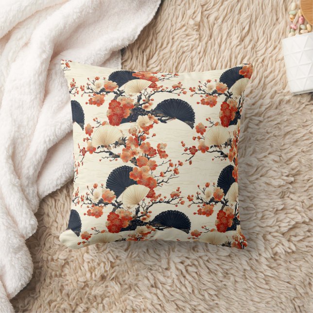 Japanese Cherry Blossom Fan Pattern (6) Cushion (Blanket)
