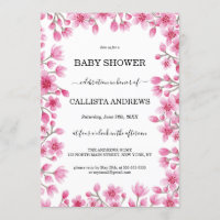 Japanese Cherry Blossom Floral Border Baby Shower