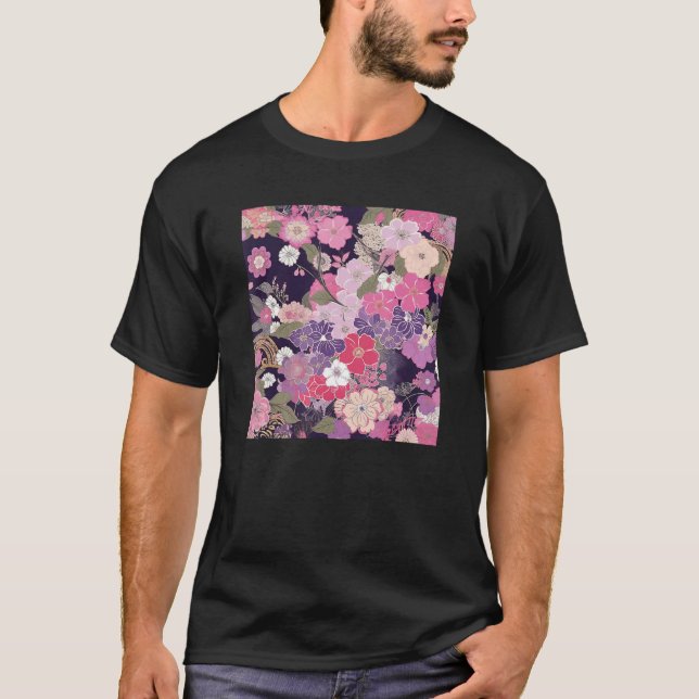 Japanese Cherry Blossom Flower Pink Sakura Floral  T-Shirt (Front)