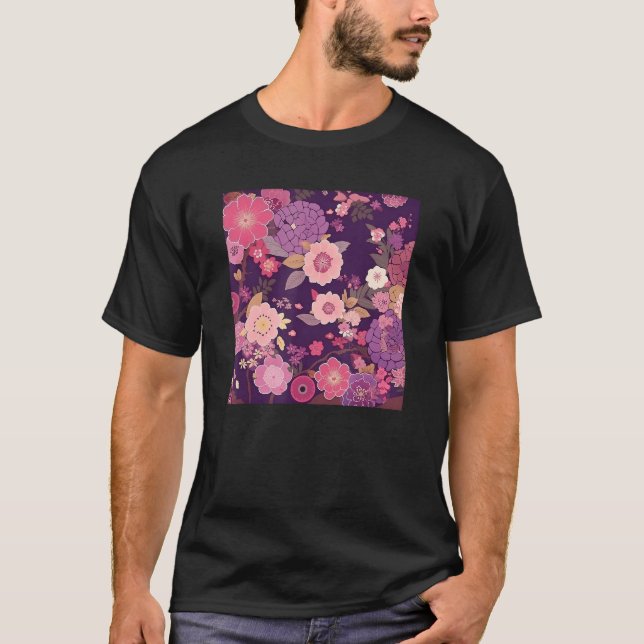 Japanese Cherry Blossom Flower Pink Sakura Floral  T-Shirt (Front)