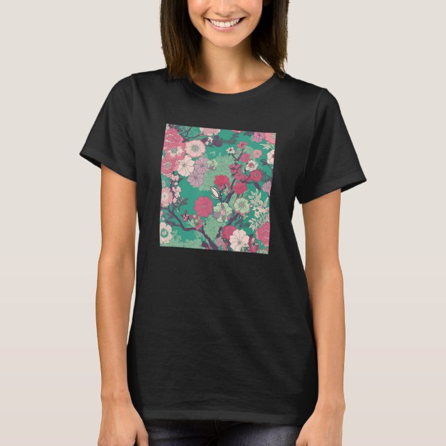 Japanese Cherry Blossom Flower Pink Sakura Floral  T-Shirt (Front)