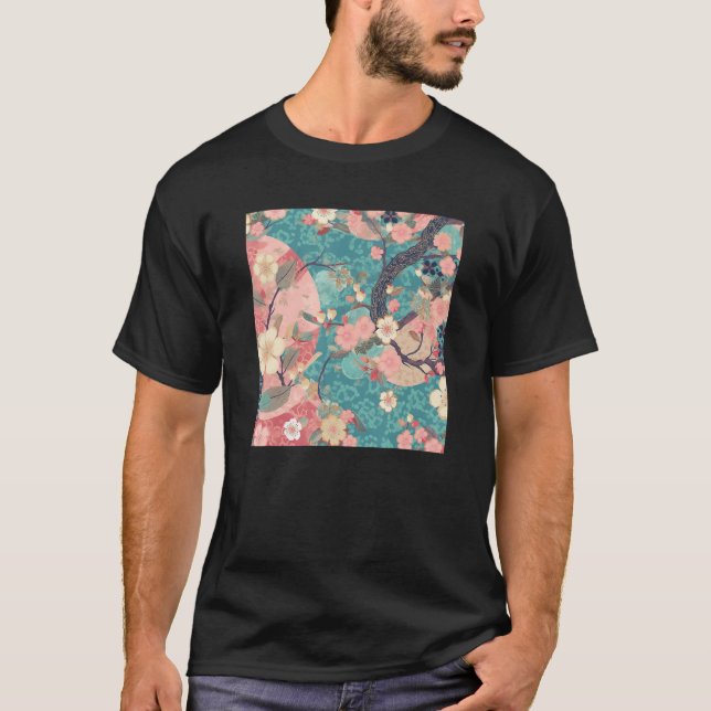 Japanese Cherry Blossom Flower Pink Sakura Floral  T-Shirt (Front)