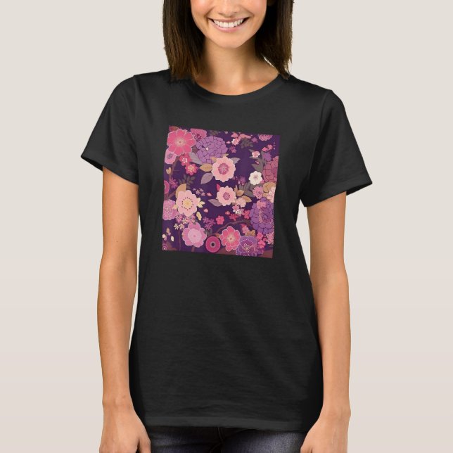 Japanese Cherry Blossom Flower Pink Sakura Floral  T-Shirt (Front)