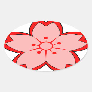 Japanese Cherry Blossom Oval Sticker