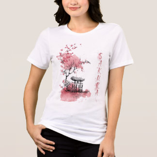 japanese cherry blossom sakura gate t-shirt Tri-Blend shirt
