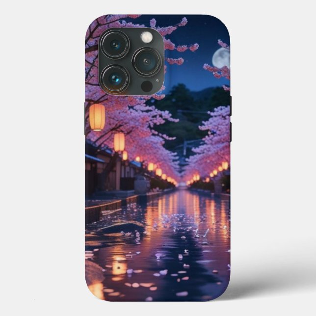 Japanese Cherry Blossom Sakura Phone Case - Night (Back)
