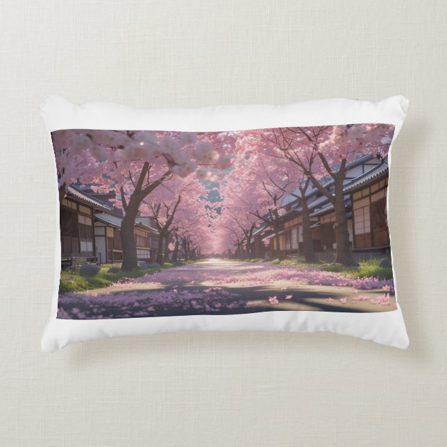 Japanese Cherry Blossom Sakura Pillow - Day & Nigh (Front)