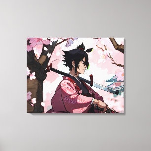 Japanese Cherry Blossom Samurai  Canvas Print