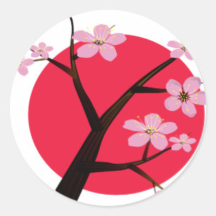 Japanese Cherry Blossom Tattoo Classic Round Sticker