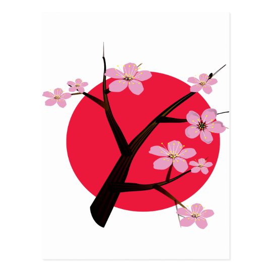 Japanese Cherry Blossom Tattoo Postcard