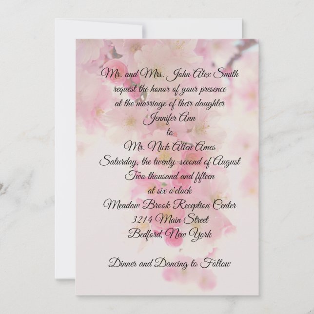 Japanese Cherry Blossom Wedding Invitation (Front)