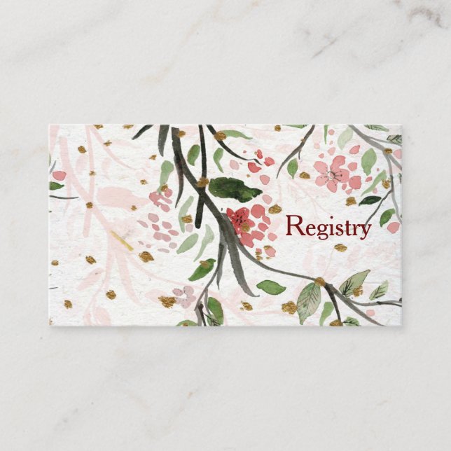 Japanese Cherry Blossoms Flowers Registry Enclosure Card (Front)