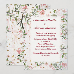 Japanese Cherry Blossoms Flowers Wedding Invitation