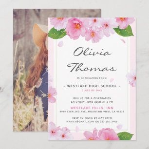 Japanese Cherry Blossoms Graduation Party Invite