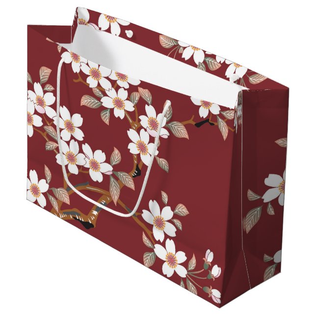 Japanese Cherry Blossoms Large Gift Bag (Front Angled)