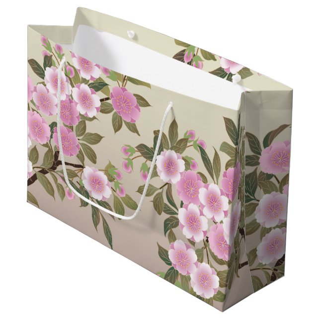 Japanese Cherry Blossoms Large Gift Bag (Front Angled)