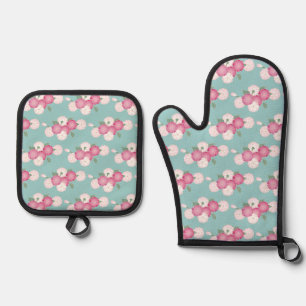 Japanese Cherry Blossoms Oven Mitt & Pot Holder Set