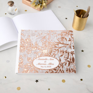 Japanese Cherry Blossoms Rose Gold Foil Wedding Guest Book