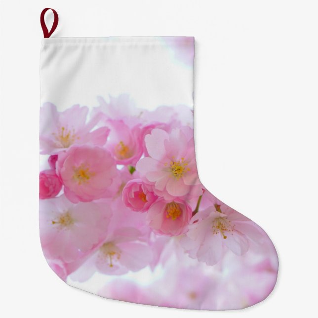 Japanese Cherry Tree Blossom Large Christmas Stocking (Front)