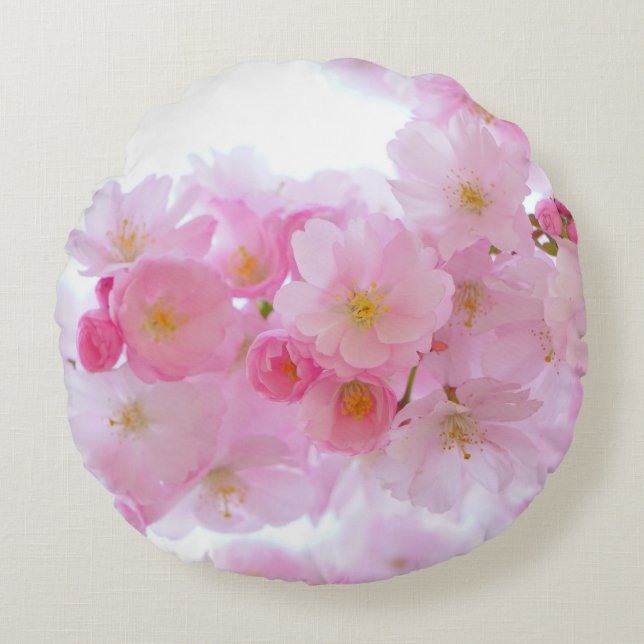Japanese Cherry Tree Blossom Round Cushion (Front)