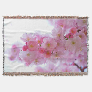 Japanese Cherry Tree Flower Throw Blanket