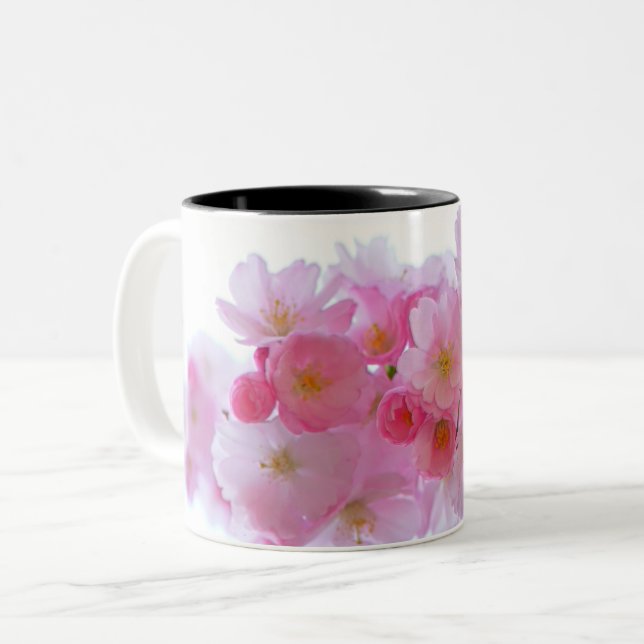Japanese Cherry Tree Flower Two-Tone Coffee Mug (Front Left)
