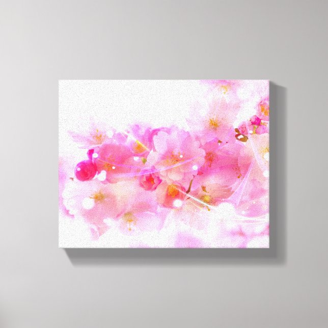 Japanese Cherry Tree with Pastel Pink Blossoms Canvas Print (Front)