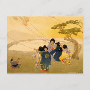 Japanese Children Flying Kites - Bertha Lum - 1913 Postcard