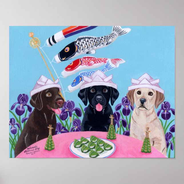 Japanese Children's Day Labradors Artwork Poster (Front)