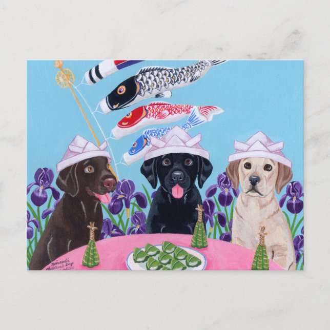 Japanese Children's Day Labradors Postcard (Front)