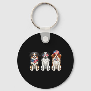 Japanese Chin 4th Of July Aamerican Flag Dog Key Ring