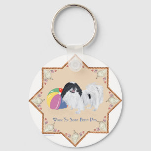 Japanese Chin Beach Ball Key Ring