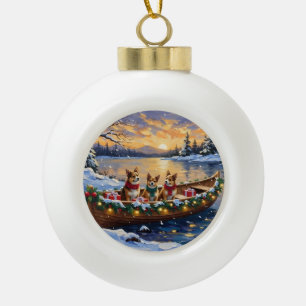 Japanese Chin Christmas Boat Holiday Ceramic Ball Christmas Ornament
