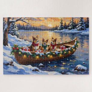 Japanese Chin Christmas Boat Holiday Jigsaw Puzzle