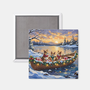 Japanese Chin Christmas Boat Holiday Magnet