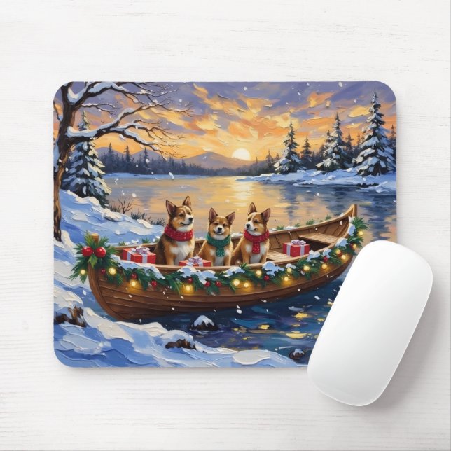Japanese Chin Christmas Boat Holiday Mouse Mat (With Mouse)